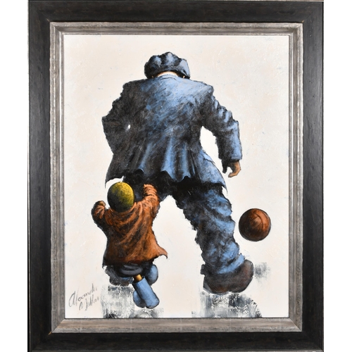 198 - Alexander Millar (1960-    ) British. 'The Ball', Acrylic on canvas, Signed, 30