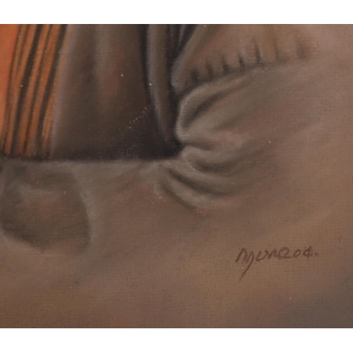 199 - Nguna (20th-21st Century) Malaysian. Study of a Lady leaning on a stick, Pastel, Signed and dated '0... 