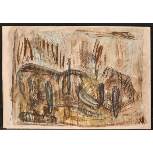 202 - Circle of Henry Moore (1898-1986) British. Untitled, Mixed media, unframed, 15