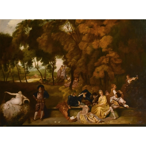 22 - Manner of Jean Baptiste Pater (1695-1736) French. Elegant Figures in a Garden, Oil on panel, 31.75