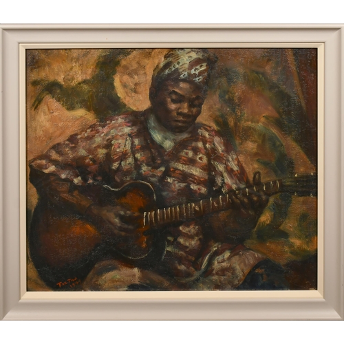 225 - Tod Picton-Warlow (1907-1981) British. North African Guitar Player, Oil on board, Signed and dated 1... 