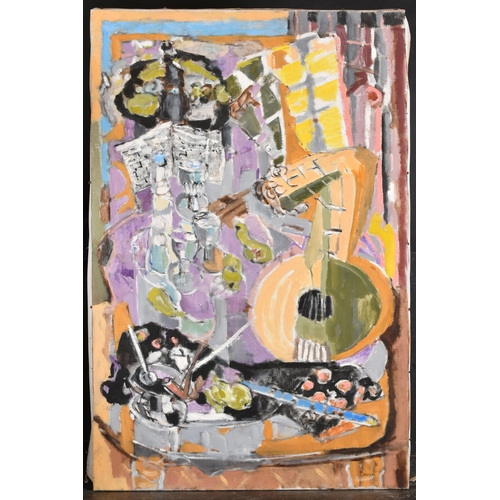 227 - Dick Romyn (1915-2007) British. Abstract Still Life, Oil on canvas, Signed, unframed 39.25