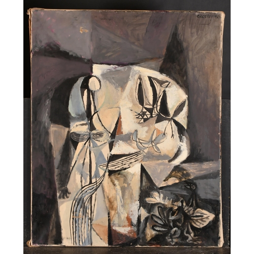 245 - Chrestien (20th-21st Century) British. A Cubist Still Life, Oil on canvas, Signed and dated '62, unf... 