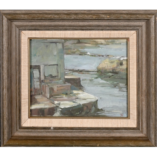 277 - Tom Coates (1941-2023) British. 'By the Docks', Oil on board, Signed with monogram, 8