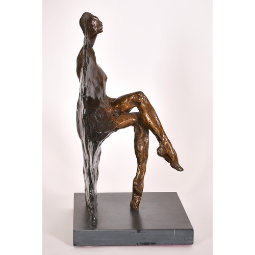 324 - Maurice Blik (1939-    ) Dutch/British. Seated Women, Bronze on a slate base, Incised signature and ... 