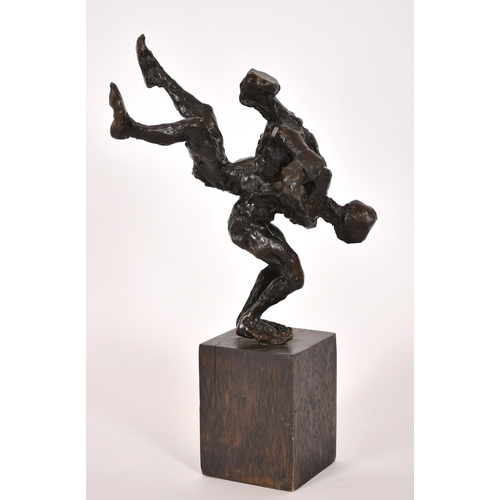 325 - Maurice Blik (1939-    ) Dutch/British. Male Acrobats, Bronze on a wooden base, Indistinct incised i... 