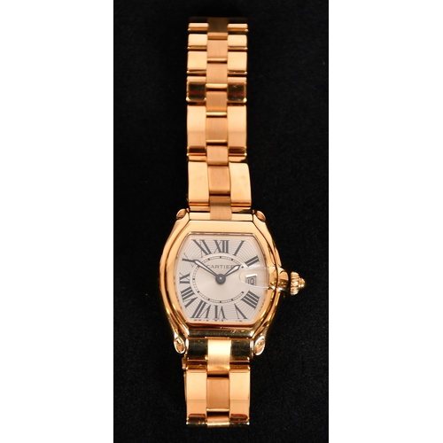 332 - Cartier Roadster 18ct gold watch, ref 2576, dial with Roman numerals, 59855CE on reverse of case, ar... 