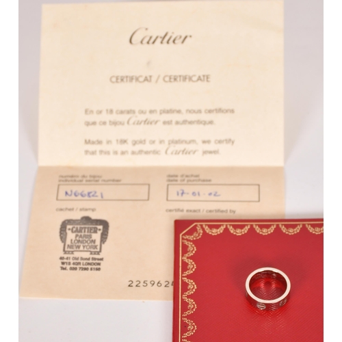 336 - Cartier Love ring, c.1996, Numbered N66821, 7.6grams, ring size K