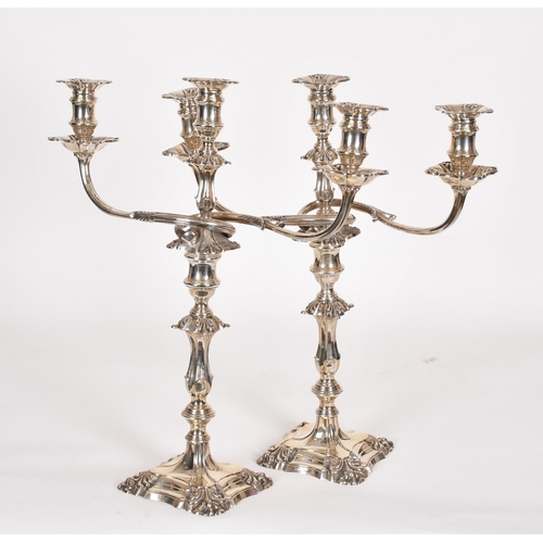 361 - A pair of silver candelabra, maker Thomas Bradbury & Son,  Sheffield 1860, weights 1969 grams and 19... 