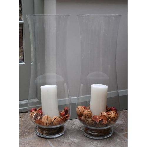 381 - A pair of large hurricane lamps, 69cm (2)