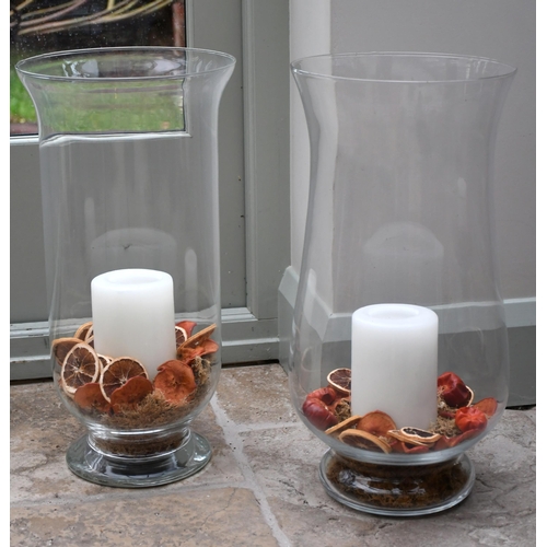 382 - A pair of hurricane lamps, 50cm (2)