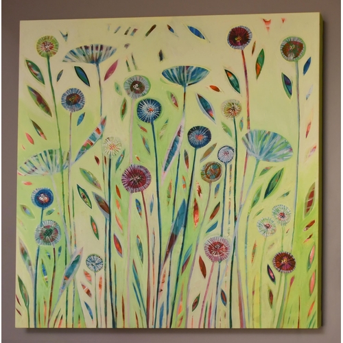 483 - Canvas print of field flowers and a large French style full length mirror 170 x 55cm (2)