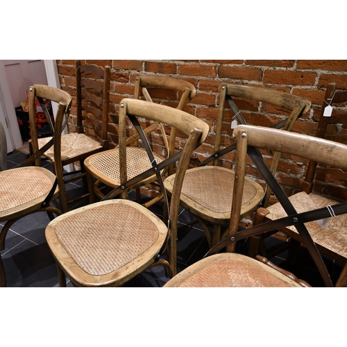 525 - Five bentwood chairs and two oak ladderback chairs (7)