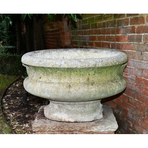 529 - A pair of large oval stone planters (very heavy), 51 x 79 x 59cm (2)