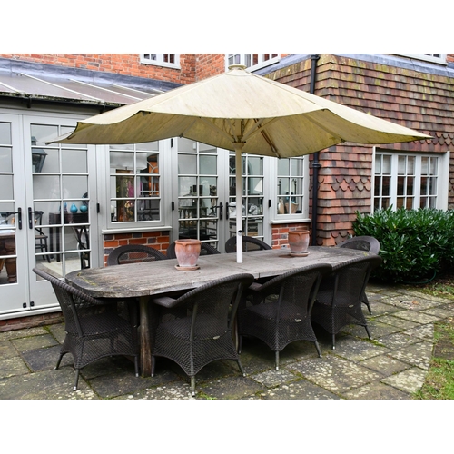 536 - A set of eight garden chairs, labelled Dedon, complete with cushions (table not included)