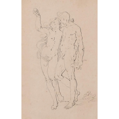 6 - Thomas Rowlandson (1756-1827) British. Adam and Eve, Ink, Inscribed on a label verso, 6.75