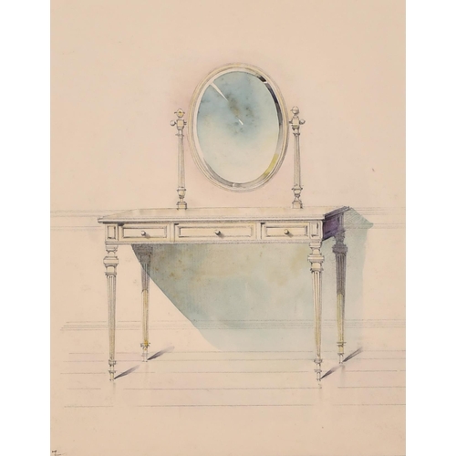 63 - 19th Century French School. A Collection of Furniture Designs, Watercolour and pencil, unframed 9