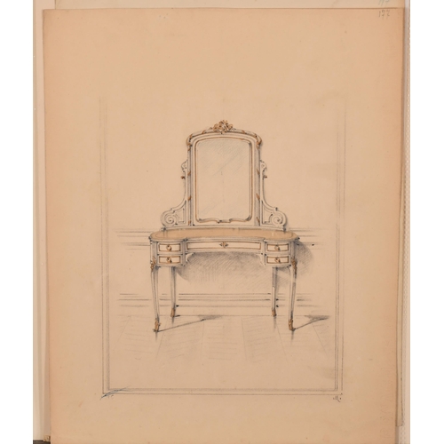 63 - 19th Century French School. A Collection of Furniture Designs, Watercolour and pencil, unframed 9