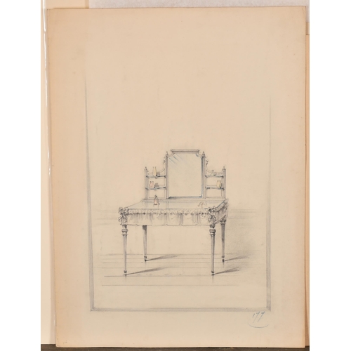 63 - 19th Century French School. A Collection of Furniture Designs, Watercolour and pencil, unframed 9