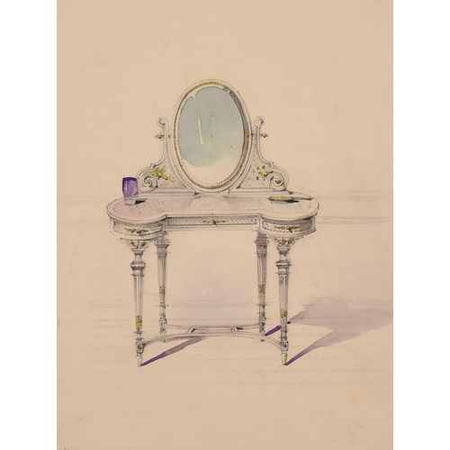 63 - 19th Century French School. A Collection of Furniture Designs, Watercolour and pencil, unframed 9