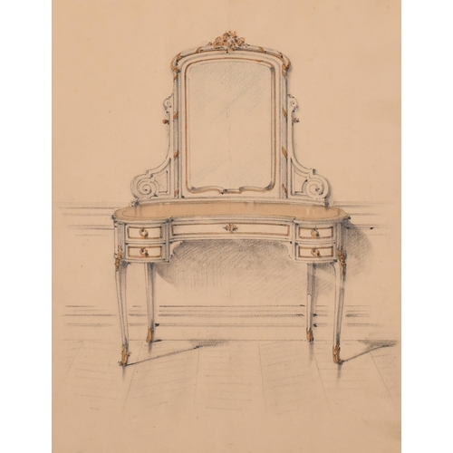 63 - 19th Century French School. A Collection of Furniture Designs, Watercolour and pencil, unframed 9