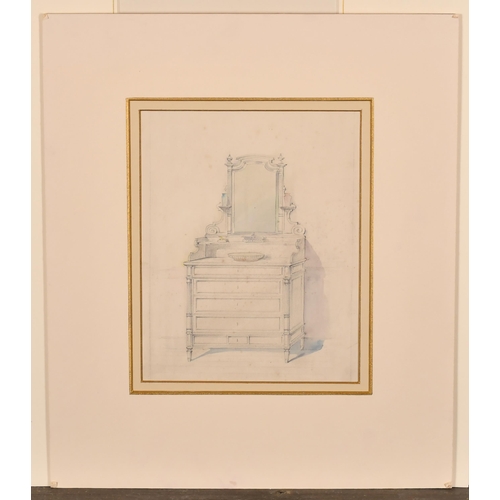 63 - 19th Century French School. A Collection of Furniture Designs, Watercolour and pencil, unframed 9