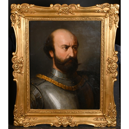 74 - 19th Century European School. Bust Portrait of a Man in Armour, Oil on canvas, 22.25