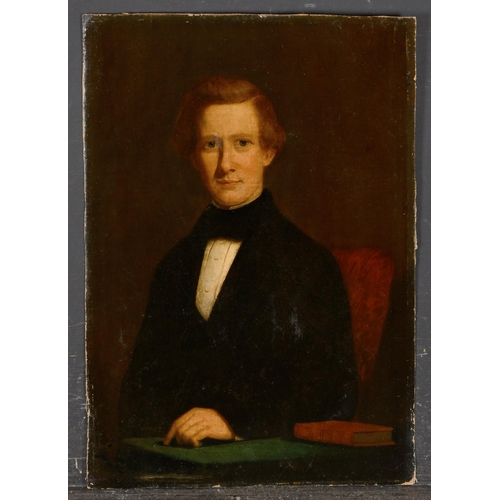 76 - 19th Century English School. A Seated Man, Oil on unstretched canvas, 13.25