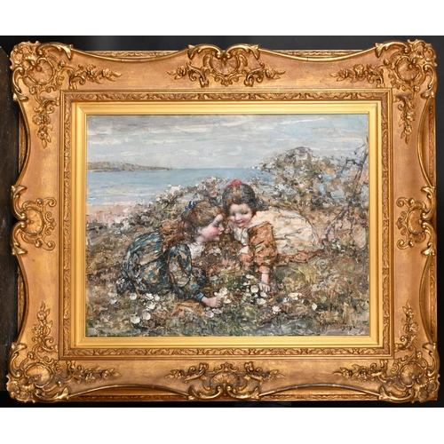 77 - Edward Atkinson Hornel (1864-1933) British. Picking Flowers, Oil on canvas, Signed and dated 1919, 2... 