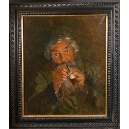 78 - B Miguel (19th-20th Century) European. The Pipe Smoker, Oil on canvas, Indistinctly signed, 24