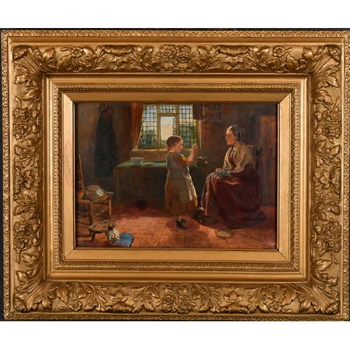 86 - John Haynes Williams (1836-1908) British. The Lesson, Oil on panel, Signed, 9.5