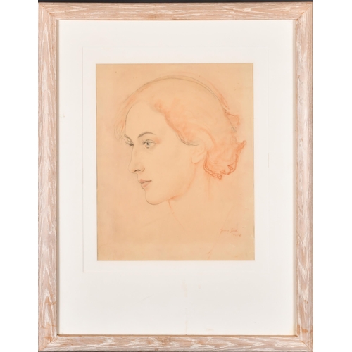 150 - Imre Goth (1893-1982) Hungarian. Profile of a Lady, Pencil and sanguine, Signed and dated 1928, 14.2... 