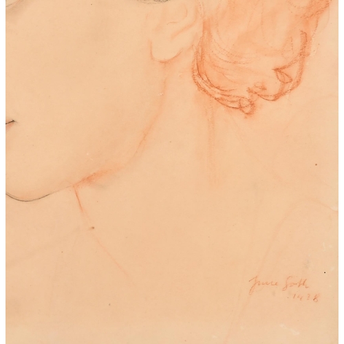 150 - Imre Goth (1893-1982) Hungarian. Profile of a Lady, Pencil and sanguine, Signed and dated 1928, 14.2... 