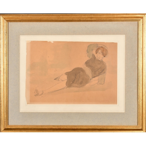 151 - Imre Goth (1893-1982) Hungarian. 'Lady Reclining', Watercolour and pencil, Signed and dated 1928, an... 