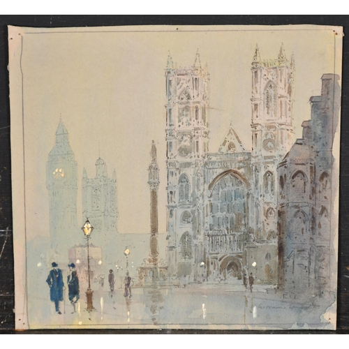 157 - Early 20th Century English School. Westminster Abbey, Watercolour, Indistinctly signed in pencil, un... 