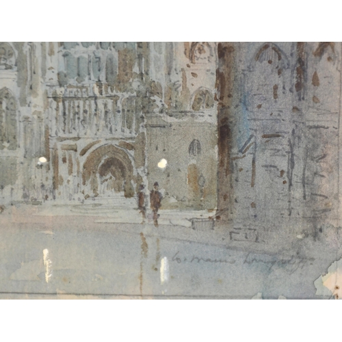 157 - Early 20th Century English School. Westminster Abbey, Watercolour, Indistinctly signed in pencil, un... 