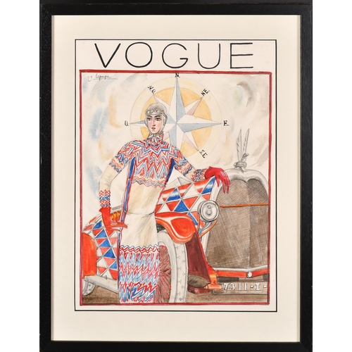 163 - Attributed to Georges Lepape (1887-1971) French. Vogue, Watercolour, Signed in pencil, and inscribed... 