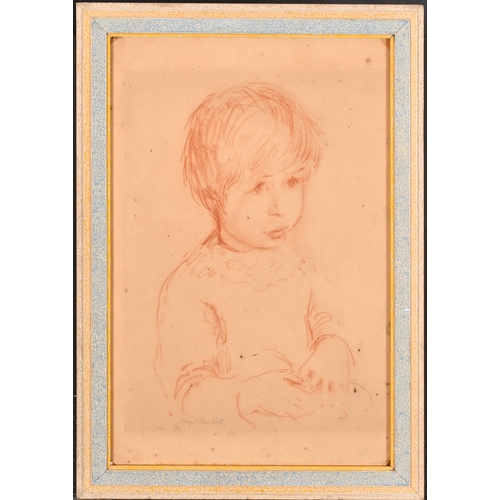 168 - Mary Millar Watt (1924-2023) British. Study of a Young Boy, circa 1940, Sanguine, Signed in pencil, ... 