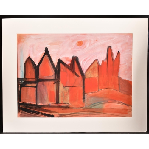 181 - Ed Smith (1923-1988) British. 'Red Houses', Gouache, Signed verso, Mounted unframed 20.25