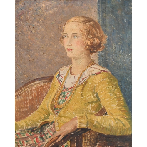 192 - Stuart Scott Somerville (1908-1983) British. Portrait of Joyce Mably Garland (nee Perry), Oil on can... 