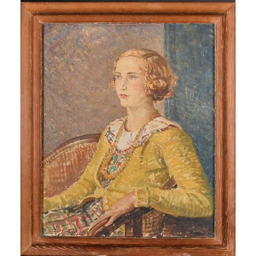 192 - Stuart Scott Somerville (1908-1983) British. Portrait of Joyce Mably Garland (nee Perry), Oil on can... 