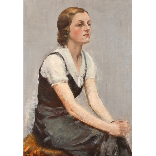 202 - Early 20th Century English School. A Seated Lady, Oil on canvas, 36