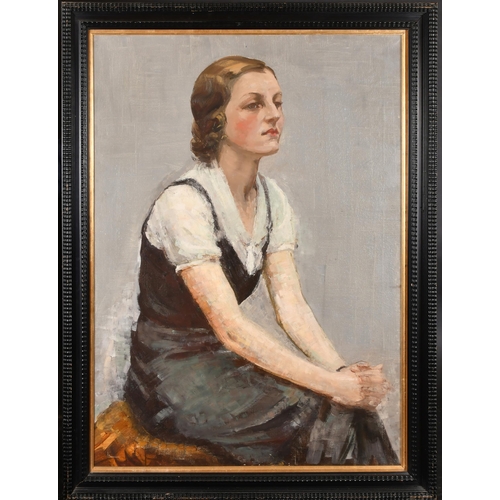 202 - Early 20th Century English School. A Seated Lady, Oil on canvas, 36