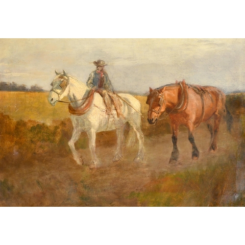 215 - Circle of Frederick Hall (1860-1948) British. Returning from the Fields, Oil on canvas, Bears signat... 