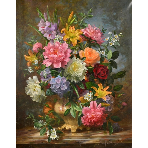 269 - Albert Williams (1922-2010) British. A Profusion of Flowers in a China Vase, Oil on canvas, Signed, ... 