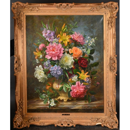 269 - Albert Williams (1922-2010) British. A Profusion of Flowers in a China Vase, Oil on canvas, Signed, ... 