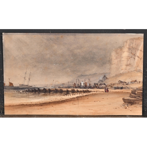 29 - 19th Century English School. A Stormy Beach Scene, Watercolour, Indistinct monogram, unframed, 8