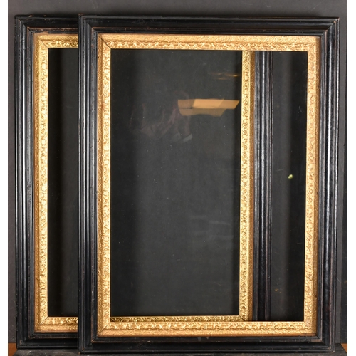 417 - Late 18th Century English School. A Pair of Darkwood Frames, with carved giltwood slips and inset gl... 