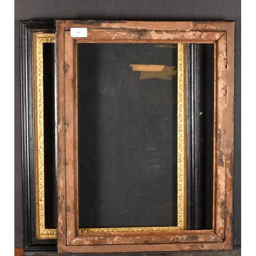 417 - Late 18th Century English School. A Pair of Darkwood Frames, with carved giltwood slips and inset gl... 