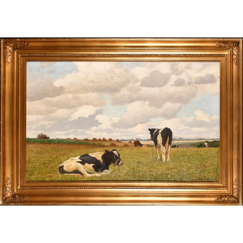 53 - Poul Steffensen (1866-1923) Danish. Cattle Grazing, Oil on canvas, Signed, 26